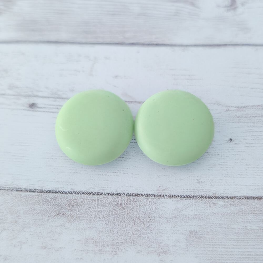 Vintage Clip On Earrings 1" Mint Green Circle - Stamped Japan